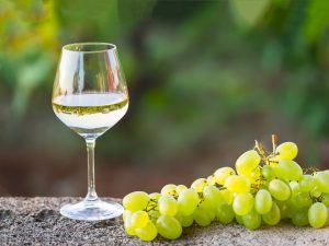 Glas Wein und Trauben